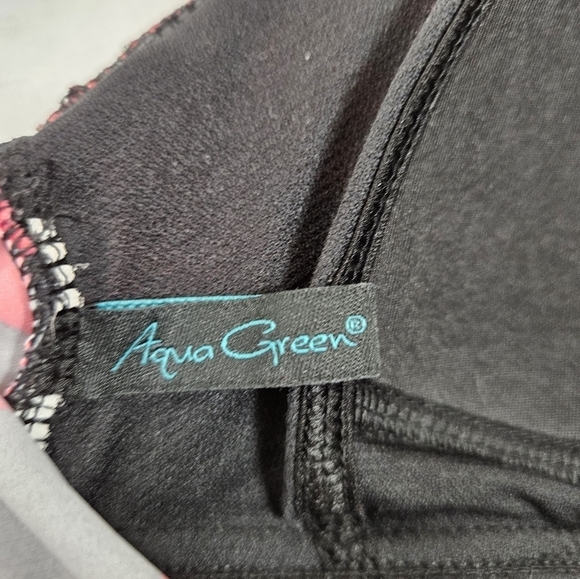 Aqua Green Coral & Black Floral One Piece Swimsuit Size Small Women's F103 - Picture 10 of 11